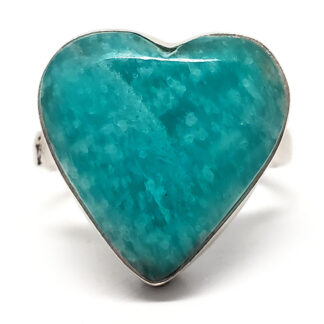 Amazonite Heart Sterling Silver Ring; size 8 3/4