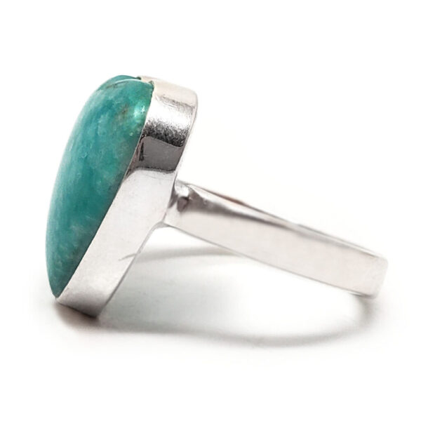 Amazonite Heart Sterling Silver Ring; size 8 3/4