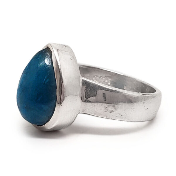 Blue Apatite Teardrop Sterling Silver Ring; size 6