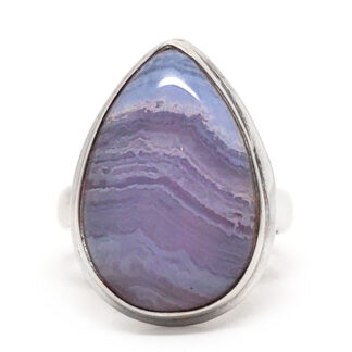 Blue Lace Agate Teardrop Sterling Silver Ring; size 8 1/2