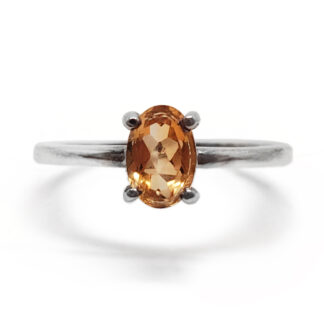 Citrine Faceted Sterling Silver Ring; size 4 1/2