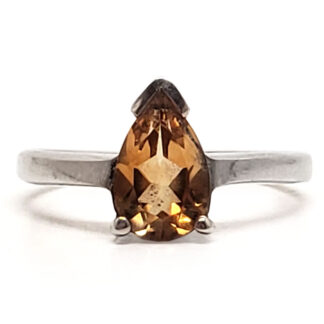 Citrine Double Faceted Sterling Silver Ring; size 9 1/4