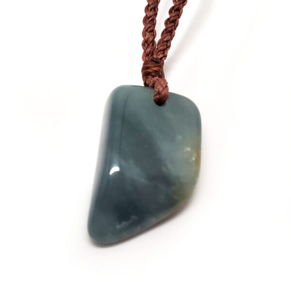 Jade Drilled Pendant With Braided Rope