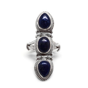 Lapis Lazuli Triple Sterling Silver Ring