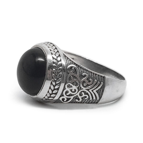 Onyx Oval Sterling Silver Men’s Ring; size 12