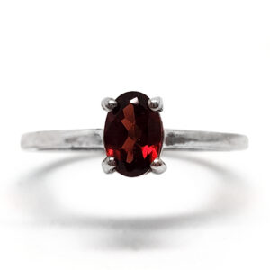 Garnet Faceted Sterling Silver Ring; size 4 1/2