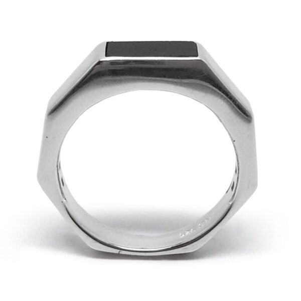 Black Tourmaline Sterling Silver Men’s Ring; size 13