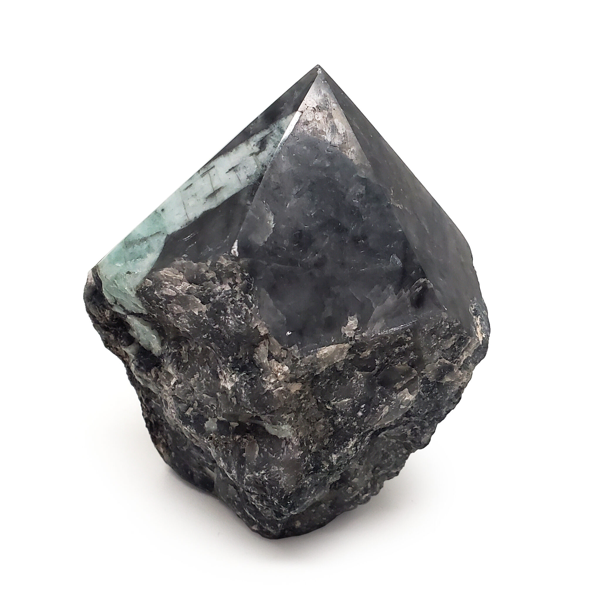 Emerald in Matrix Polished Point StandUp The Fossil Cartel