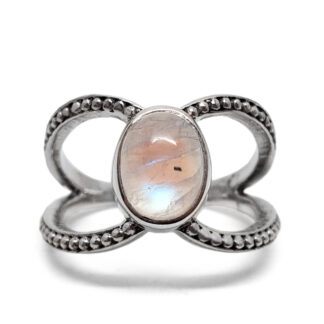 Rainbow Moonstone Oval Sterling Silver Ring; size 9 1/4