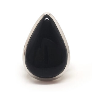 Onyx Teardrop Sterling Silver Ring; size 5 1/2