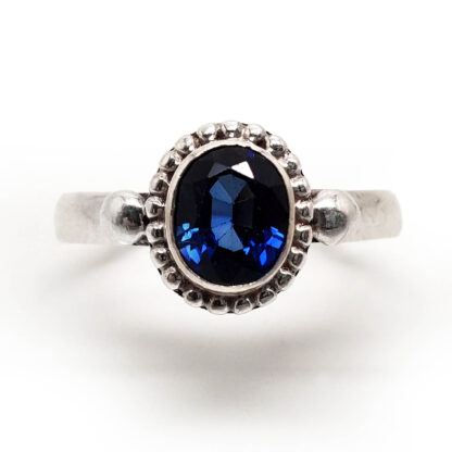 Sapphire Oval Faceted Sterling Silver Ring