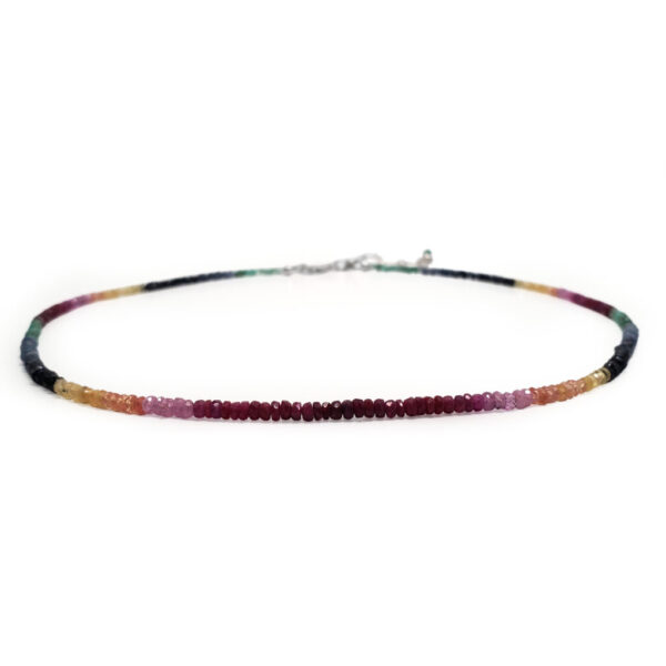 Ruby, Sapphire, Emerald Micro Bead Necklace