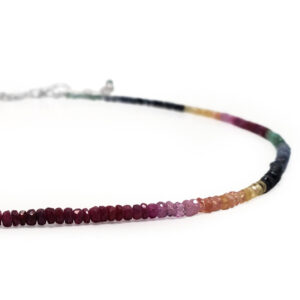 Ruby, Sapphire & Emerald Rainbow Micro Bead Necklace