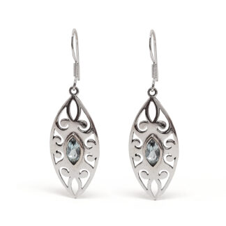 Blue Topaz Marquise Faceted Sterling Silver Earrings