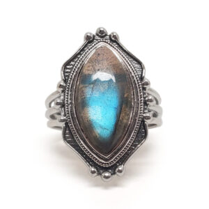 Labradorite Marquise Sterling Silver Ring; size 9