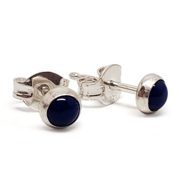 Lapis Lazuli Round Sterling Silver Stud Earrings