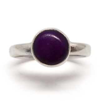 Sugilite Round Sterling Silver Ring; size 7 1/2