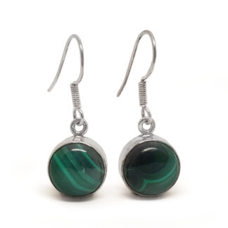 Malachite Round Sterling Silver Earrings