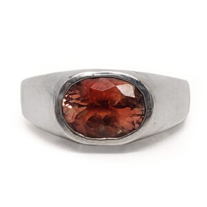 Oregon Sunstone Oval Faceted Sterling Silver Ring; size 10