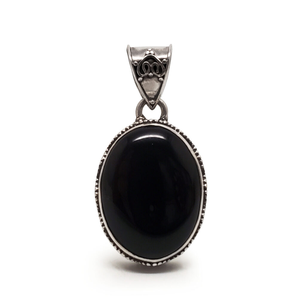 Onyx Oval Sterling Silver Pendant - The Fossil Cartel
