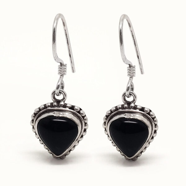 Black Onyx Triangle Sterling Silver Earrings