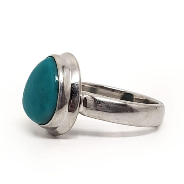 Turquoise Triangular Sterling Silver Ring; size 5 1/4