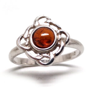 Amber Sterling Silver Ring; size 7 1/2