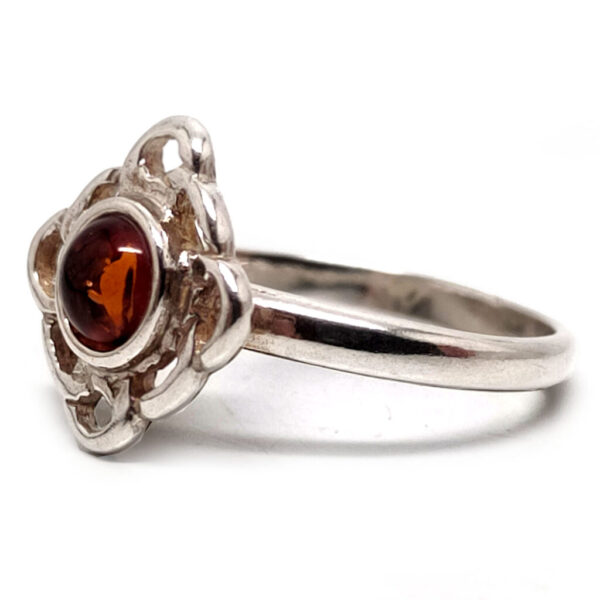 Amber Sterling Silver Ring; size 7 1/2
