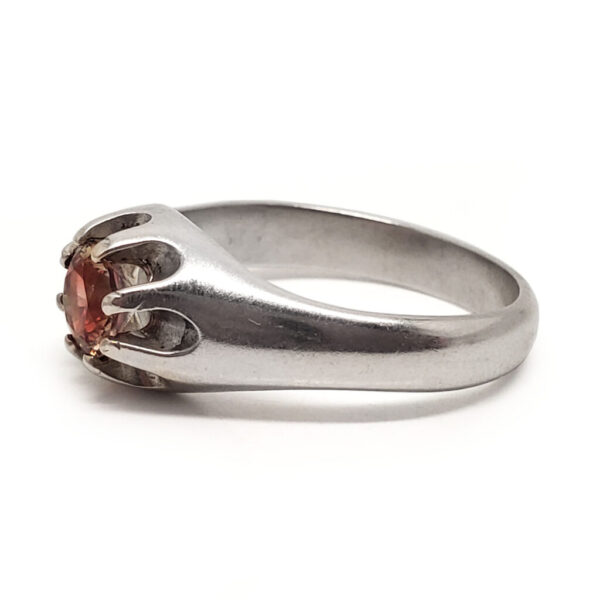 Oregon Sunstone Round Faceted Sterling Silver Ring; size 10