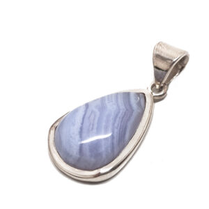Blue Lace Agate Teardrop Sterling Silver Pendant