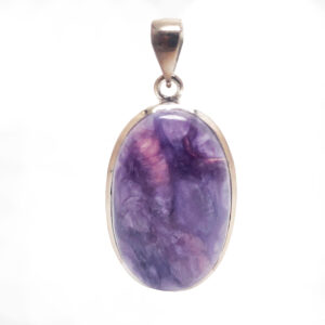 Charoite Oval Sterling Silver Pendant