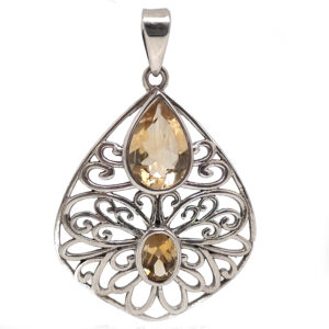 Citrine Faceted Sterling Silver Pendant