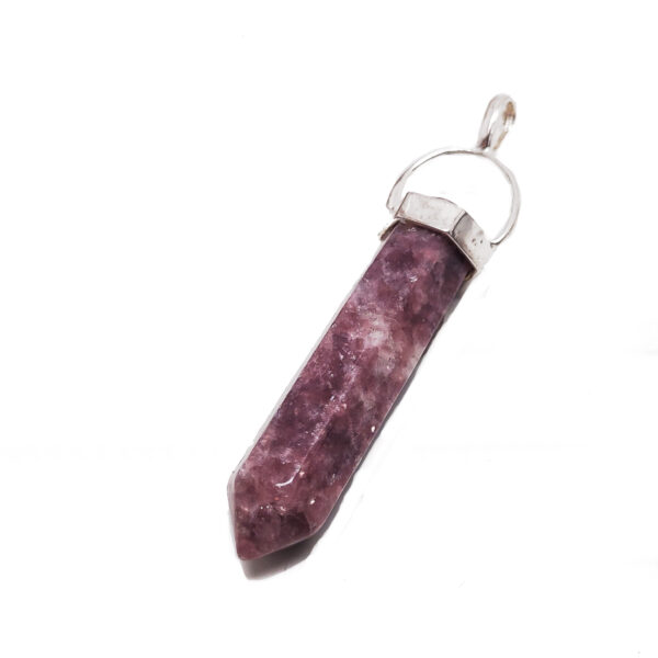 Lepidolite Simple Crystal Sterling Silver Pendant - Image 2
