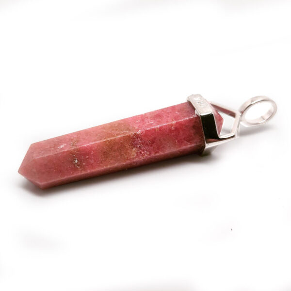 Rhodonite Simple Crystal Sterling Silver Pendant - Image 2