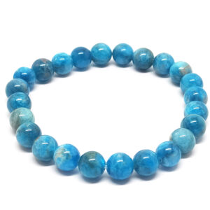 Blue Apatite Round Bead Bracelet