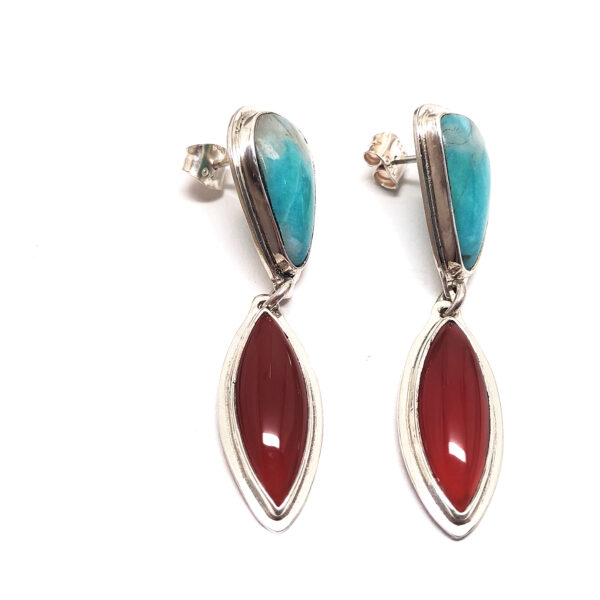 Amazonite and Carnelian Sterling Silver Earrings