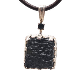 Moldavite & Black Diamond Sterling Silver Pendant