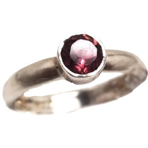 Pink Tourmaline Faceted Round Sterling Silver Ring; size 7