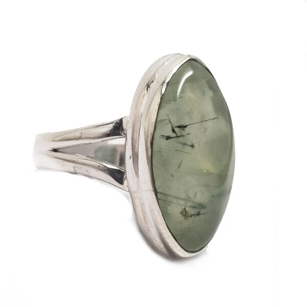 Prehnite Oval Sterling Silver Ring; size 7 1/4