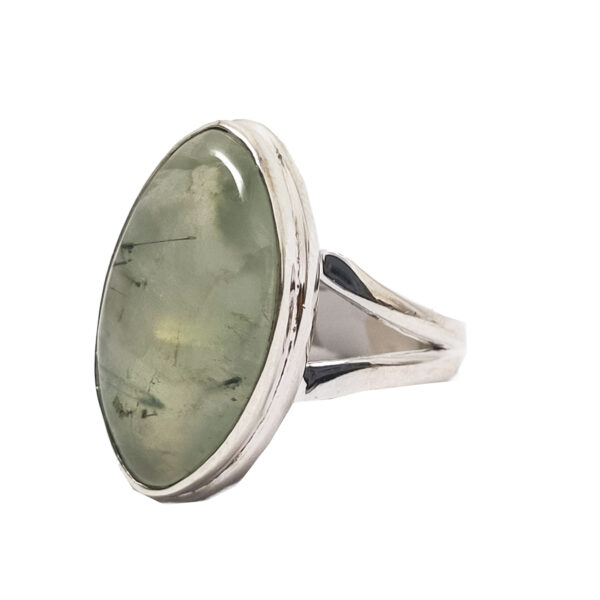 Prehnite Oval Sterling Silver Ring; size 7 1/4