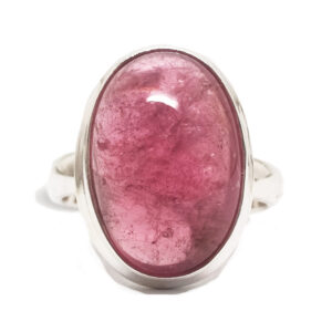 Pink Tourmaline Oval Sterling Silver Ring; size 8
