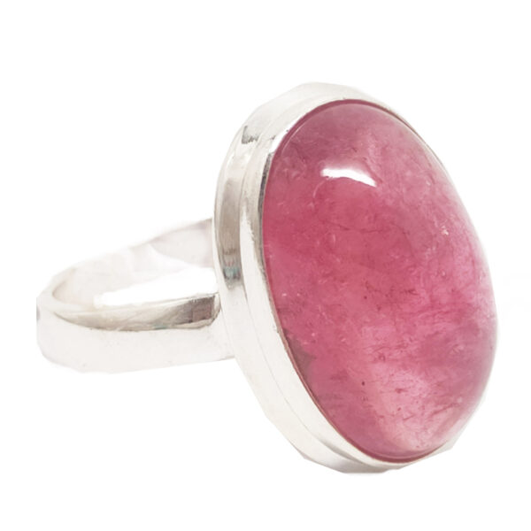 Pink Tourmaline Oval Sterling Silver Ring; size 8