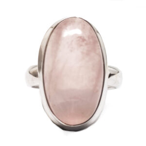 Rose Quartz Oval Sterling Silver Ring; size 6