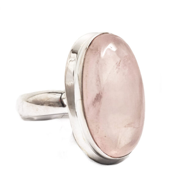 Rose Quartz Oval Sterling Silver Ring; size 6 - Image 3