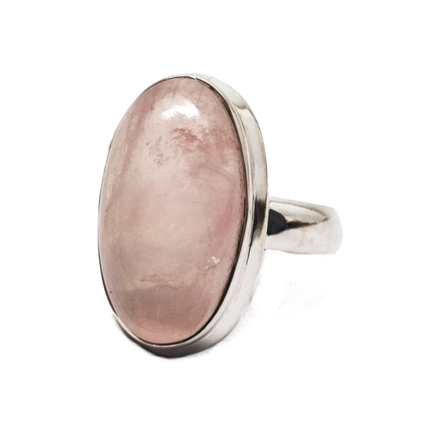 Rose Quartz Oval Sterling Silver Ring; size 6 - Image 2