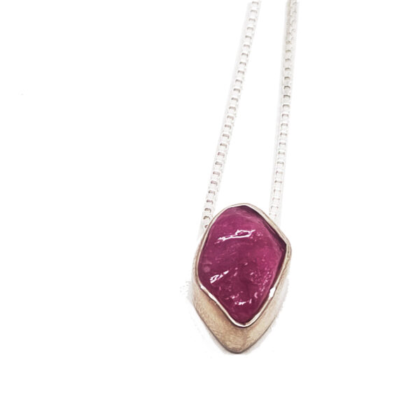 Ruby Slider Sterling Silver Pendant with Chain