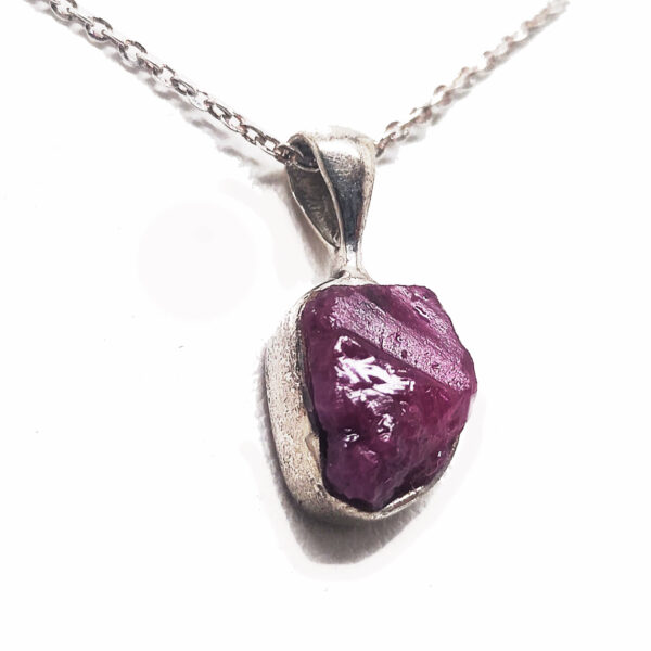 Ruby Sterling Silver Pendant with Chain