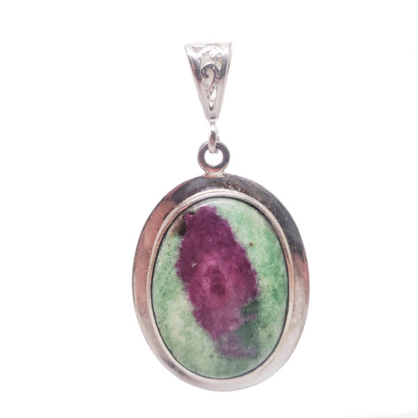 Ruby in Zoisite Oval Sterling Silver Pendant