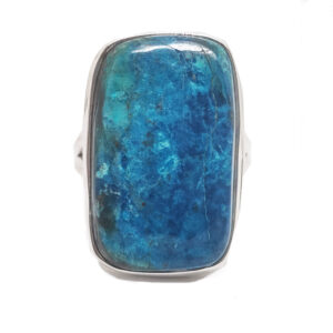 Shattuckite Rectangle Sterling Silver Ring; size 6