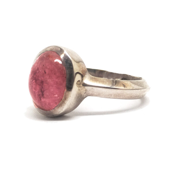Pink Tourmaline Oval Sterling Silver Ring; size 9